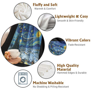 Whale Christmas Throw Blanket Stary Night Van Gogh Christmas TS14 Print Your Wear