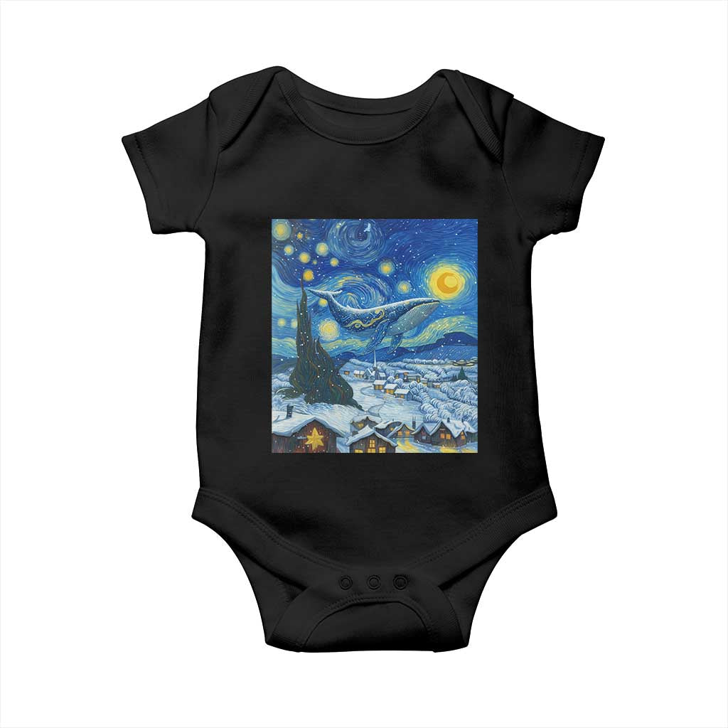 Whale Christmas Baby Onesie Stary Night Van Gogh Christmas TS14 Black Print Your Wear