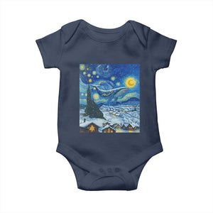 Whale Christmas Baby Onesie Stary Night Van Gogh Christmas TS14 Navy Print Your Wear
