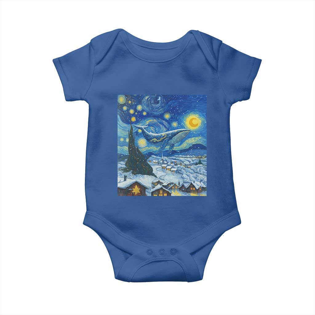 Whale Christmas Baby Onesie Stary Night Van Gogh Christmas TS14 Royal Blue Print Your Wear