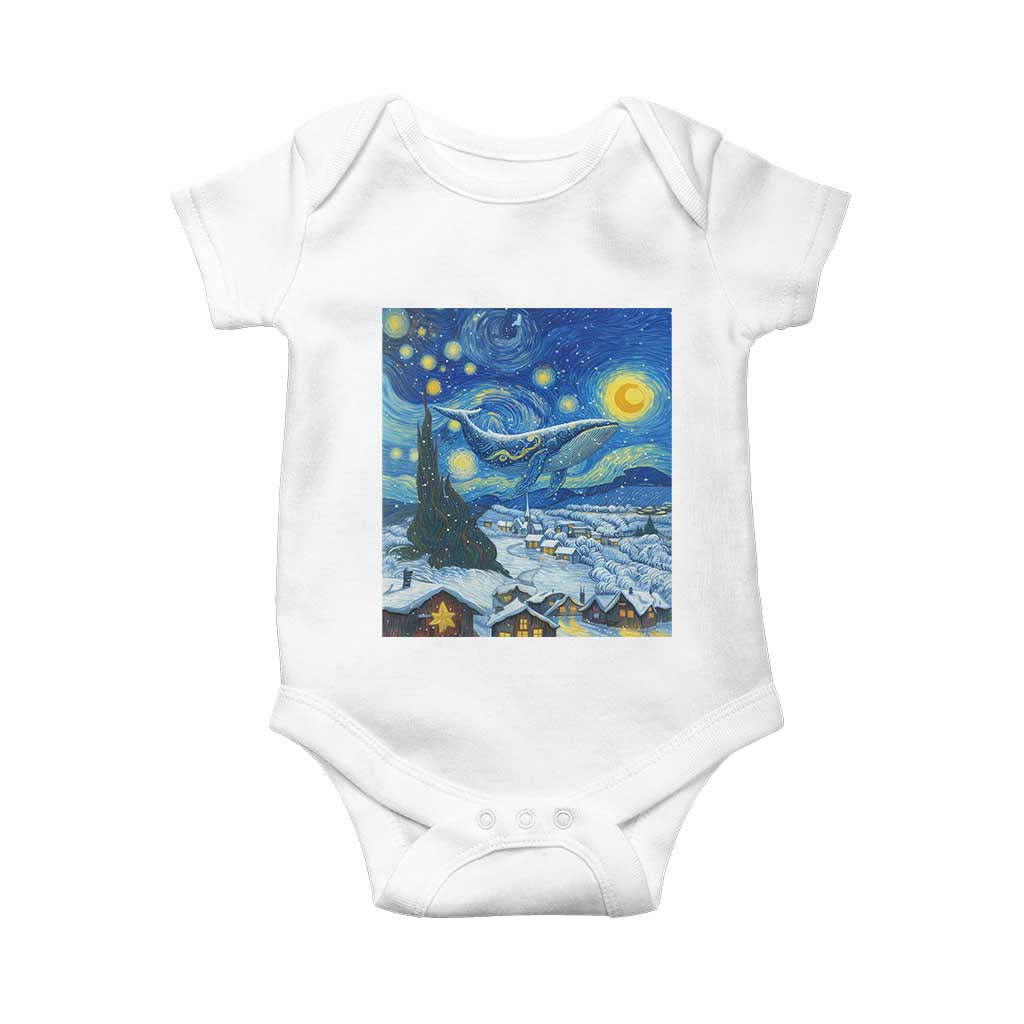 Whale Christmas Baby Onesie Stary Night Van Gogh Christmas TS14 White Print Your Wear