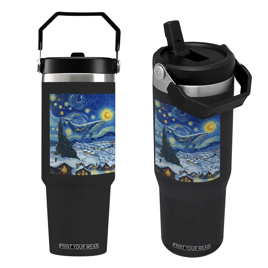 Whale Christmas Flip Straw Tumbler Stary Night Van Gogh Christmas TS14 One Size: 30 oz Black Print Your Wear