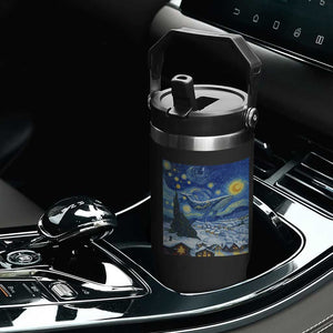 Whale Christmas Flip Straw Tumbler Stary Night Van Gogh Christmas TS14 Print Your Wear