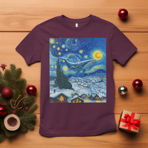 Whale Christmas T Shirt Stary Night Van Gogh Christmas TS14 Maroon Print Your Wear