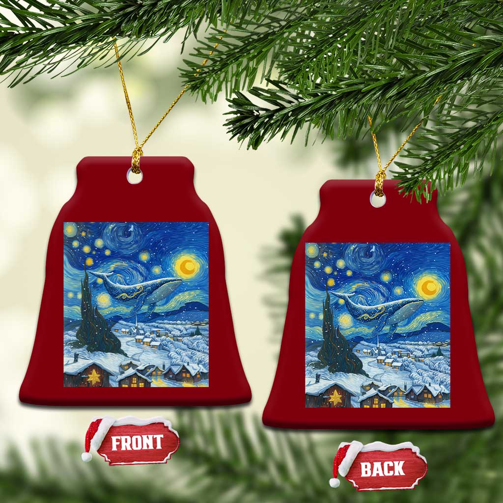 Whale Xmas Ceramic Ornament Stary Night Van Gogh Xmas TS14 Print Your Wear