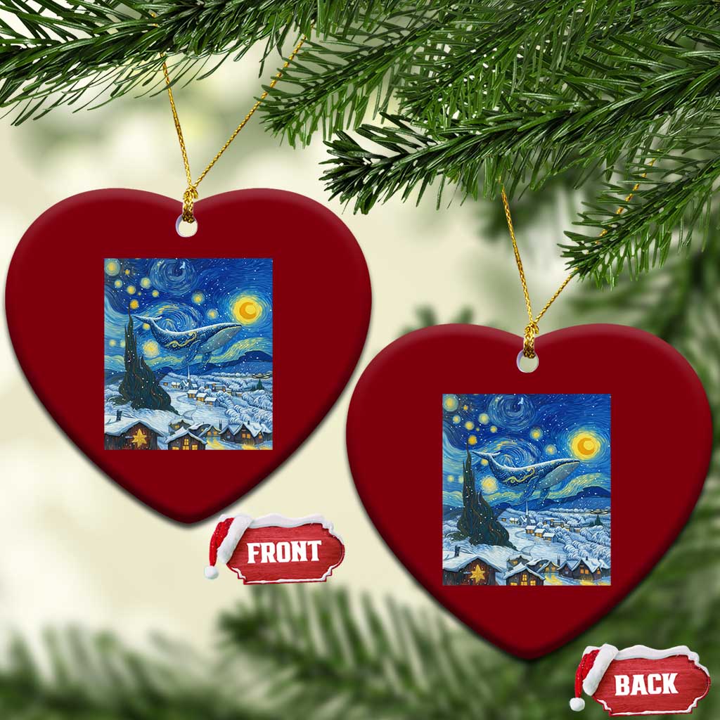 Whale Xmas Ceramic Ornament Stary Night Van Gogh Xmas TS14 Print Your Wear