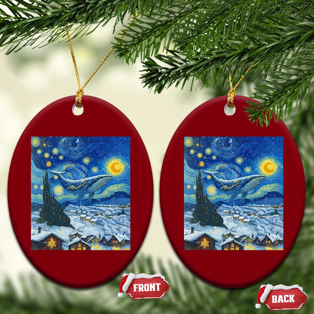 Whale Xmas Ceramic Ornament Stary Night Van Gogh Xmas TS14 Print Your Wear