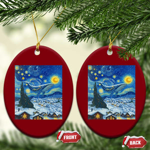 Whale Xmas Ceramic Ornament Stary Night Van Gogh Xmas TS14 Print Your Wear