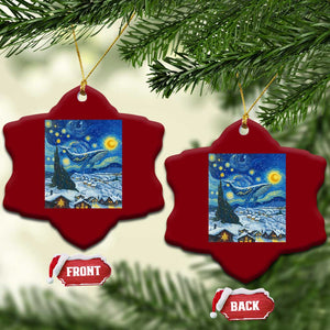 Whale Xmas Ceramic Ornament Stary Night Van Gogh Xmas TS14 Print Your Wear