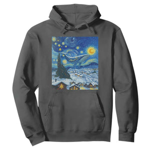 Whale Christmas Hoodie Stary Night Van Gogh Christmas TS14 Dark Heather Print Your Wear