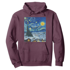 Whale Christmas Hoodie Stary Night Van Gogh Christmas TS14 Maroon Print Your Wear