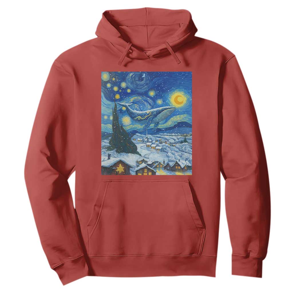 Whale Christmas Hoodie Stary Night Van Gogh Christmas TS14 Red Print Your Wear