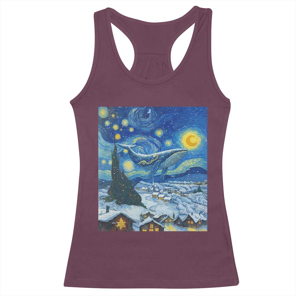Whale Christmas Racerback Tank Top Stary Night Van Gogh Christmas TS14 Maroon Print Your Wear