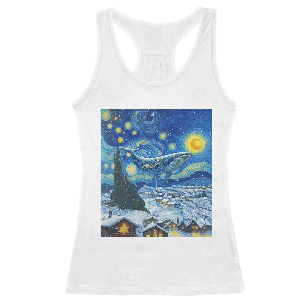 Whale Christmas Racerback Tank Top Stary Night Van Gogh Christmas TS14 White Print Your Wear