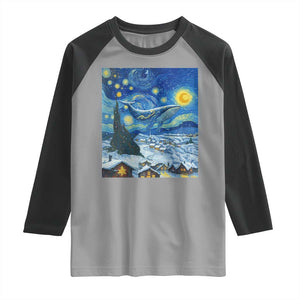 Whale Christmas Raglan Shirt Stary Night Van Gogh Christmas TS14 Sport Gray Black Print Your Wear