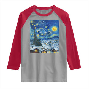 Whale Christmas Raglan Shirt Stary Night Van Gogh Christmas TS14 Sport Gray Red Print Your Wear