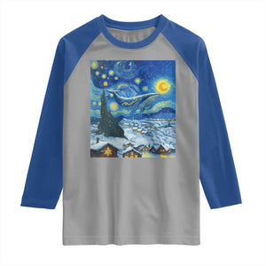 Whale Christmas Raglan Shirt Stary Night Van Gogh Christmas TS14 Sport Gray Royal Print Your Wear