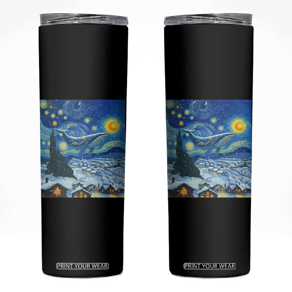 Whale Christmas Skinny Tumbler Stary Night Van Gogh Christmas TS14 Black Print Your Wear