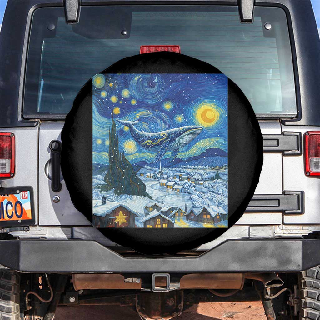 Whale Christmas Spare Tire Cover Stary Night Van Gogh Christmas TS14 No hole Black Print Your Wear