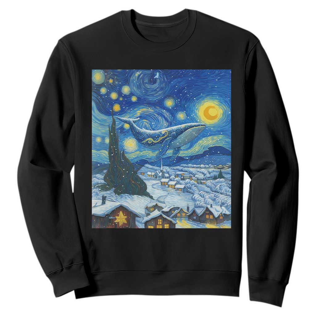 Whale Christmas Sweatshirt Stary Night Van Gogh Christmas TS14 Black Print Your Wear