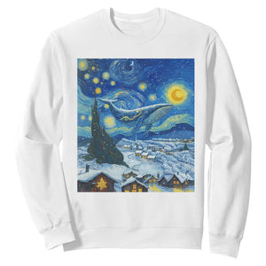Whale Christmas Sweatshirt Stary Night Van Gogh Christmas TS14 White Print Your Wear