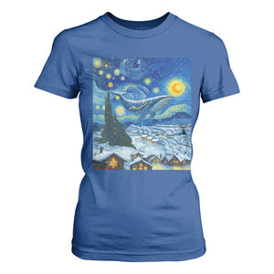 Whale Christmas T Shirt For Women Stary Night Van Gogh Christmas TS14 Royal Blue Print Your Wear