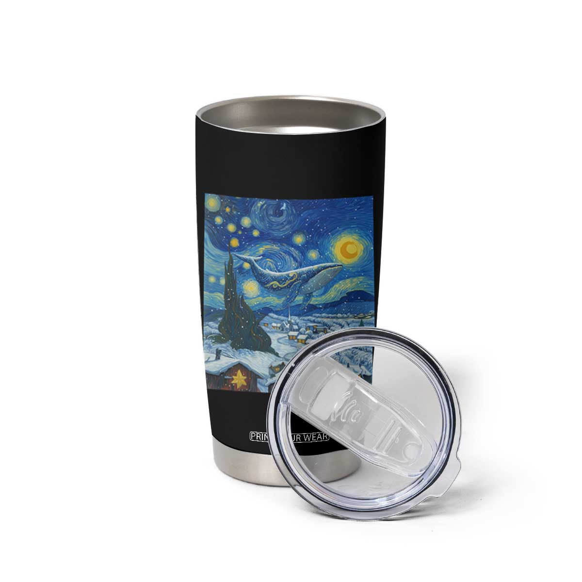 Whale Christmas Tumbler Cup Stary Night Van Gogh Christmas TS14 Print Your Wear