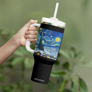 Whale Christmas Tumbler With Handle Stary Night Van Gogh Christmas TS14 Print Your Wear