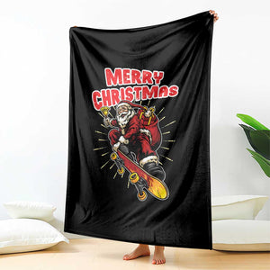 Santa Skateboarding Christmas Throw Blanket Funny Skater Xmas - Print Your Wear