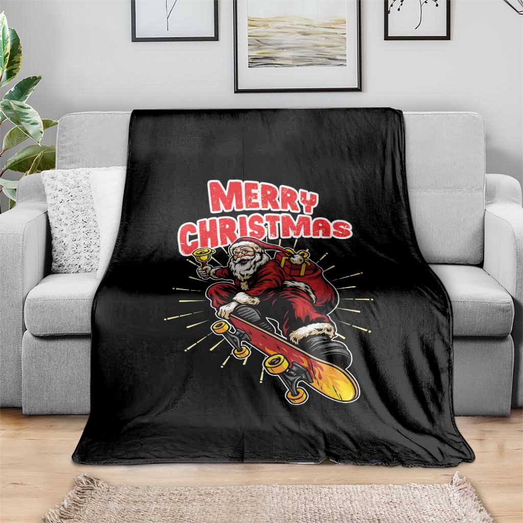 Santa Skateboarding Christmas Throw Blanket Funny Skater Xmas TS14 Print Your Wear