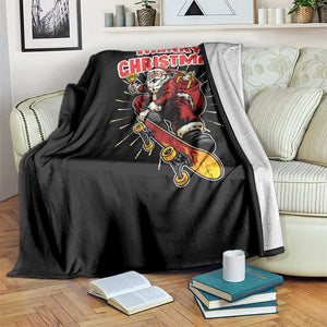 Santa Skateboarding Christmas Throw Blanket Funny Skater Xmas - Print Your Wear