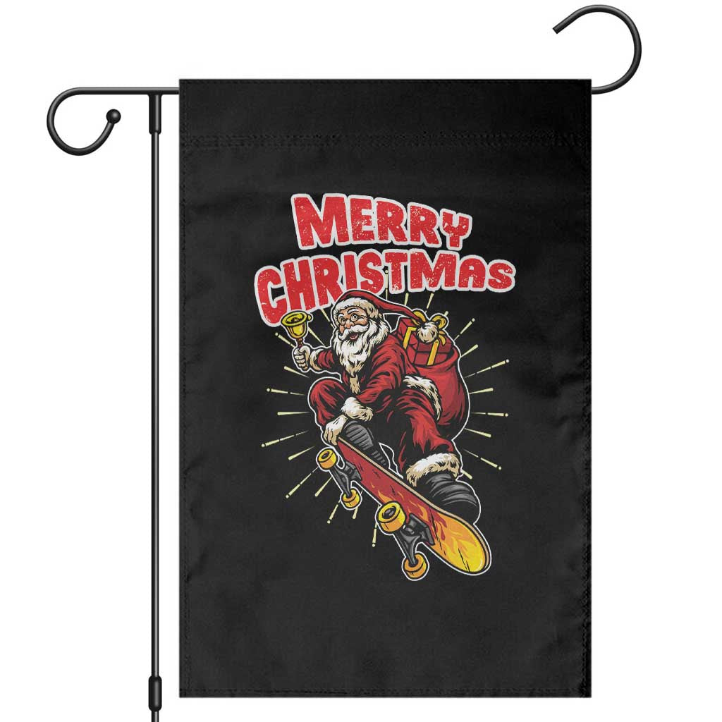 Santa Skateboarding Christmas Garden Flag Funny Skater Xmas - Print Your Wear