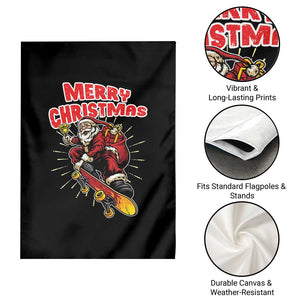 Santa Skateboarding Christmas Garden Flag Funny Skater Xmas - Print Your Wear
