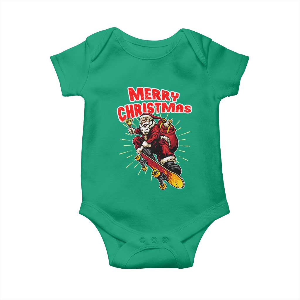 Santa Skateboarding Christmas Baby Onesie Funny Skater Xmas TS14 Irish Green Print Your Wear