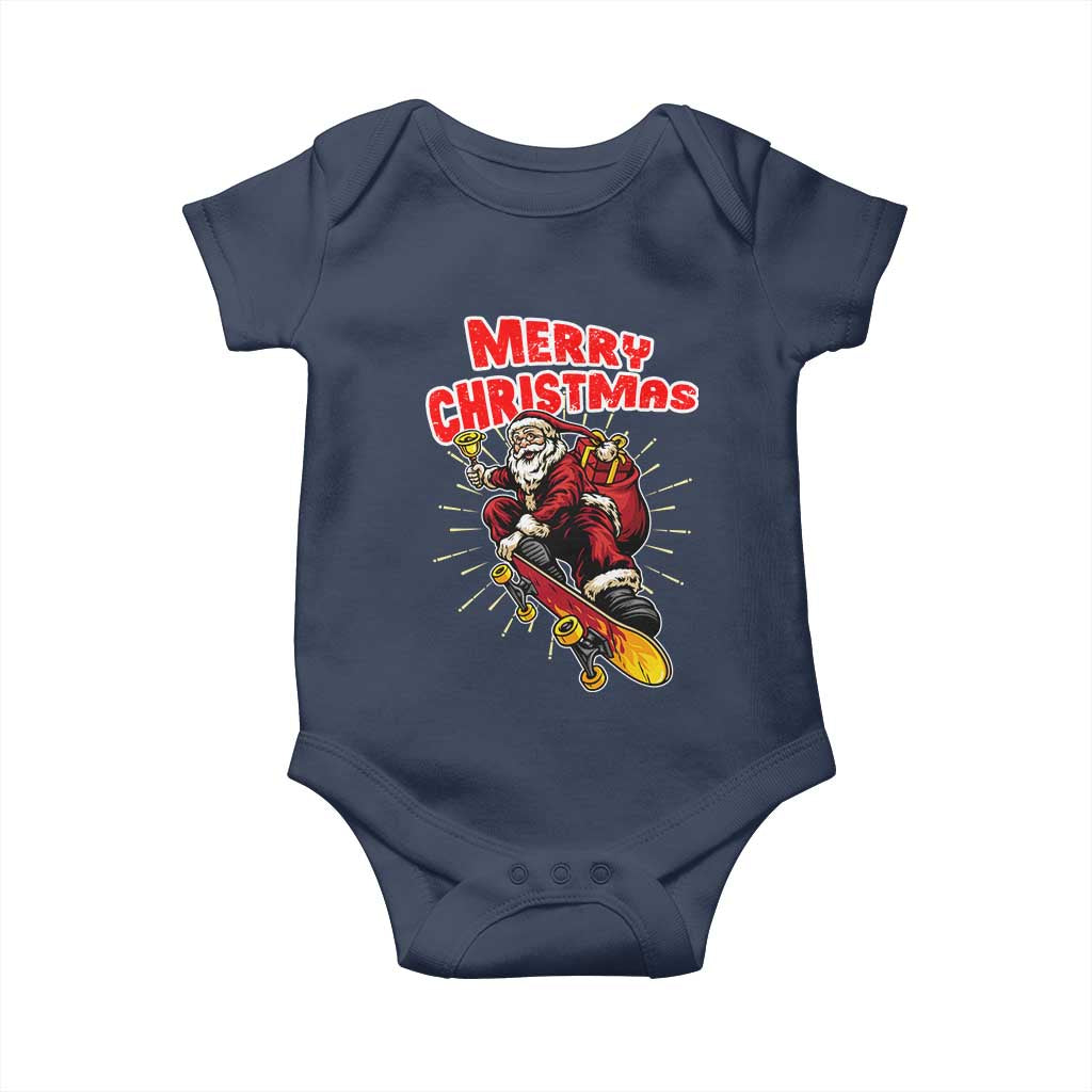 Santa Skateboarding Christmas Baby Onesie Funny Skater Xmas TS14 Navy Print Your Wear