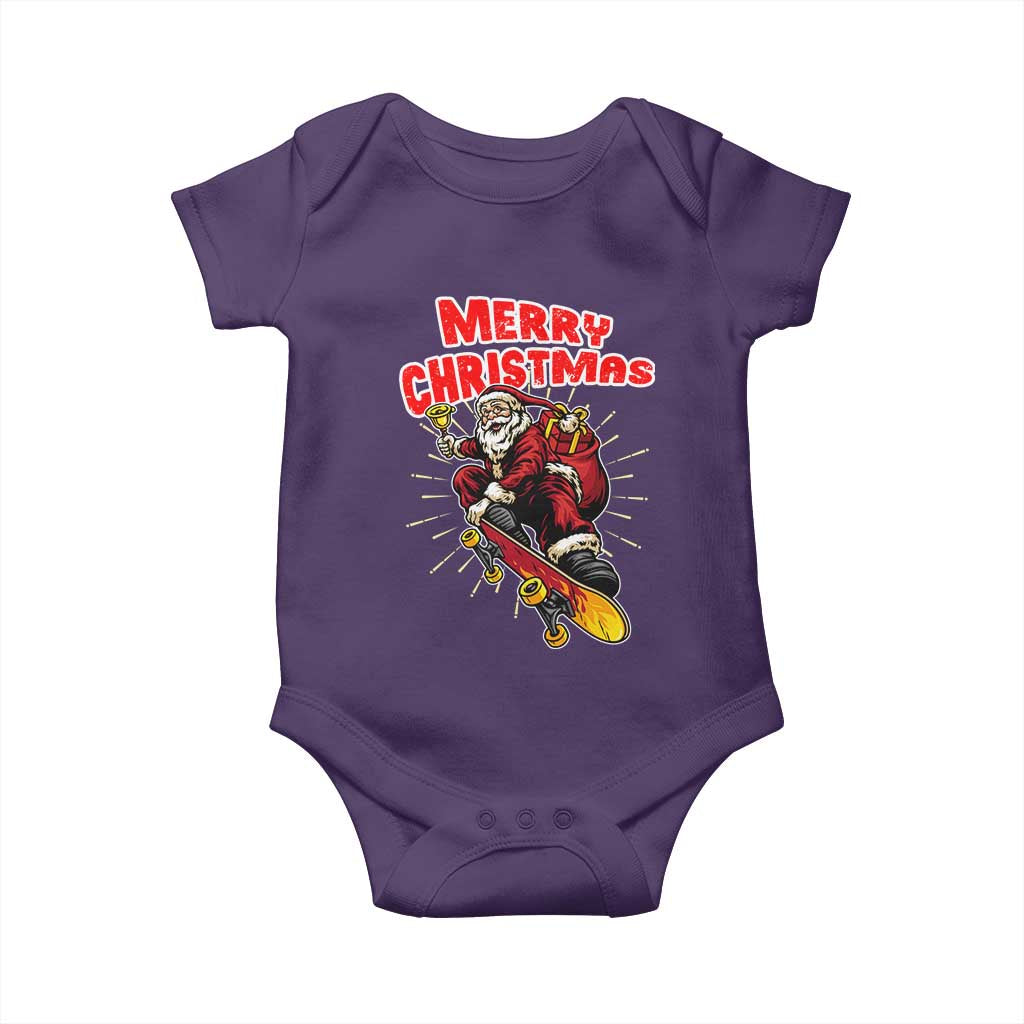 Santa Skateboarding Christmas Baby Onesie Funny Skater Xmas TS14 Purple Print Your Wear
