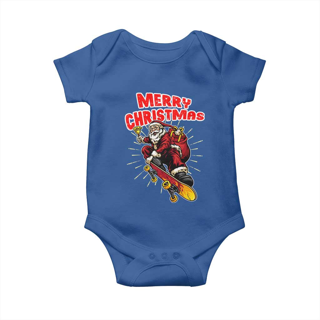 Santa Skateboarding Christmas Baby Onesie Funny Skater Xmas TS14 Royal Blue Print Your Wear