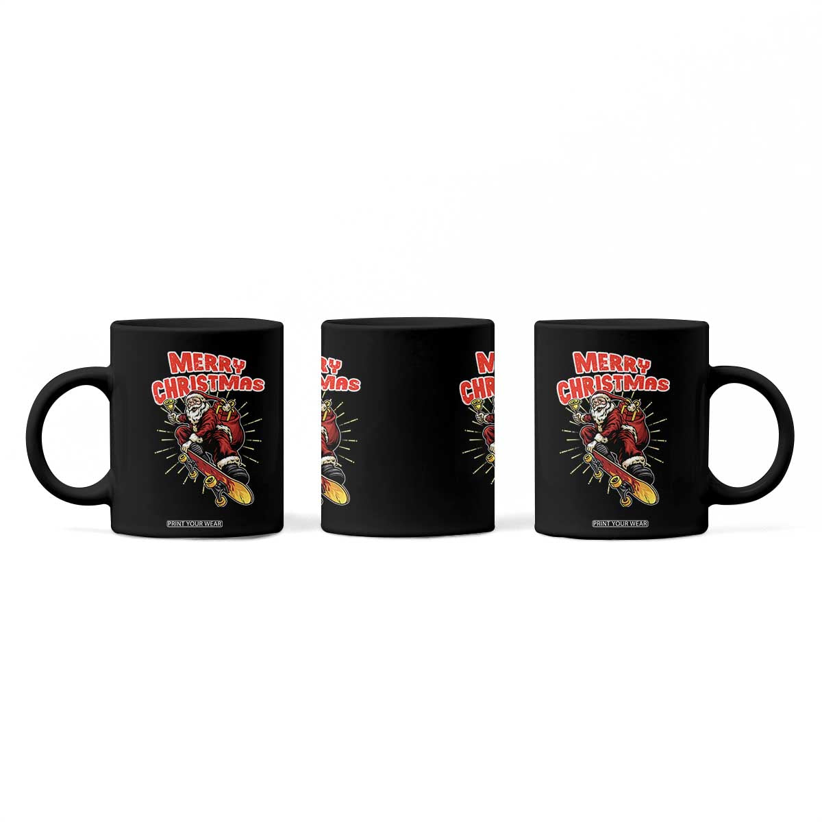Santa Skateboarding Christmas Coffee Mug Funny Skater Xmas TS14 Print Your Wear