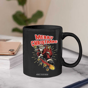 Santa Skateboarding Christmas Coffee Mug Funny Skater Xmas - Print Your Wear