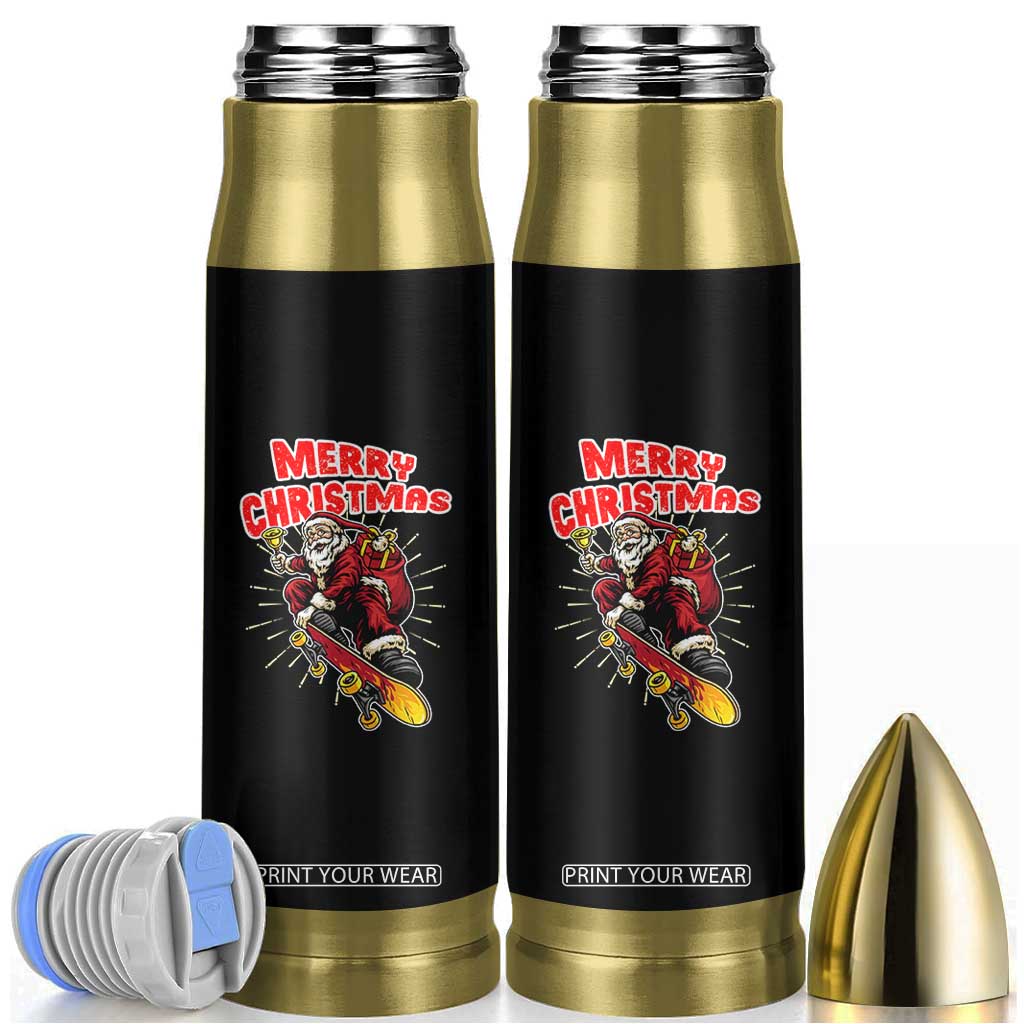 Santa Skateboarding Christmas Bullet Tumbler Funny Skater Xmas - Print Your Wear