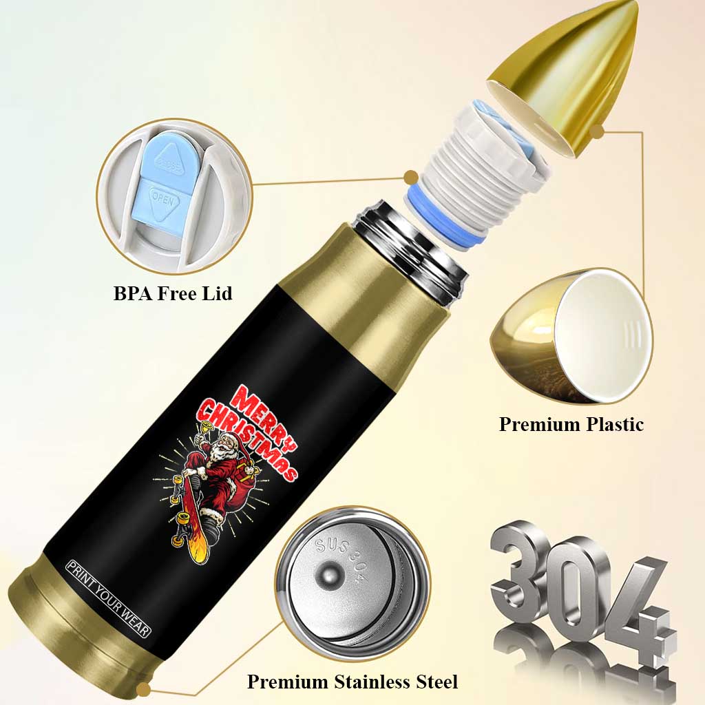 Santa Skateboarding Christmas Bullet Tumbler Funny Skater Xmas TS14 Print Your Wear