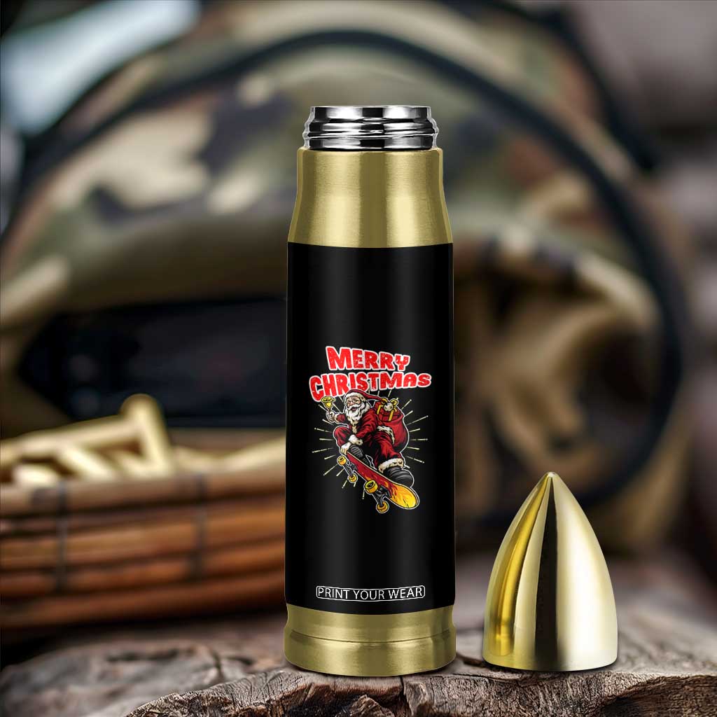 Santa Skateboarding Christmas Bullet Tumbler Funny Skater Xmas - Print Your Wear