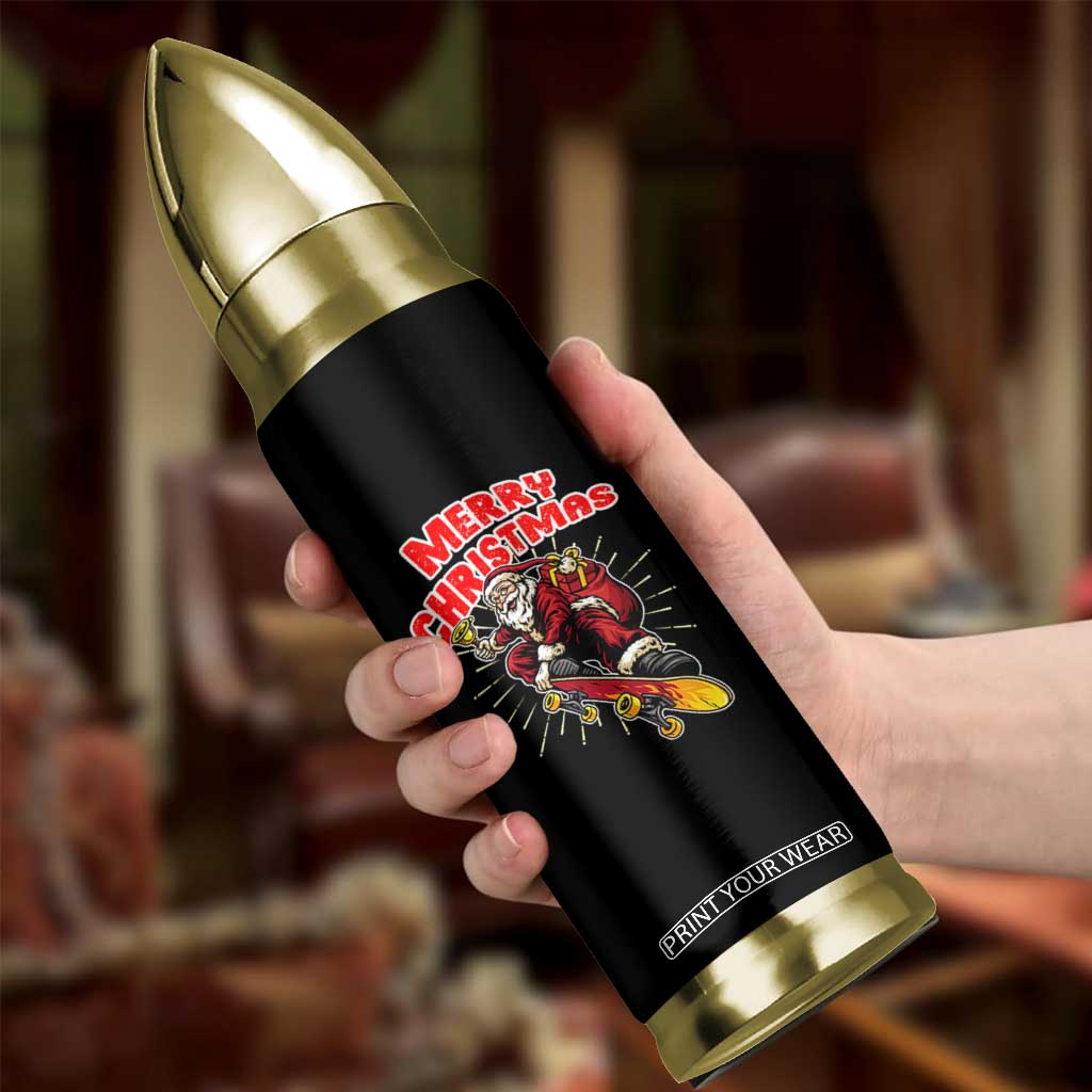 Santa Skateboarding Christmas Bullet Tumbler Funny Skater Xmas - Print Your Wear
