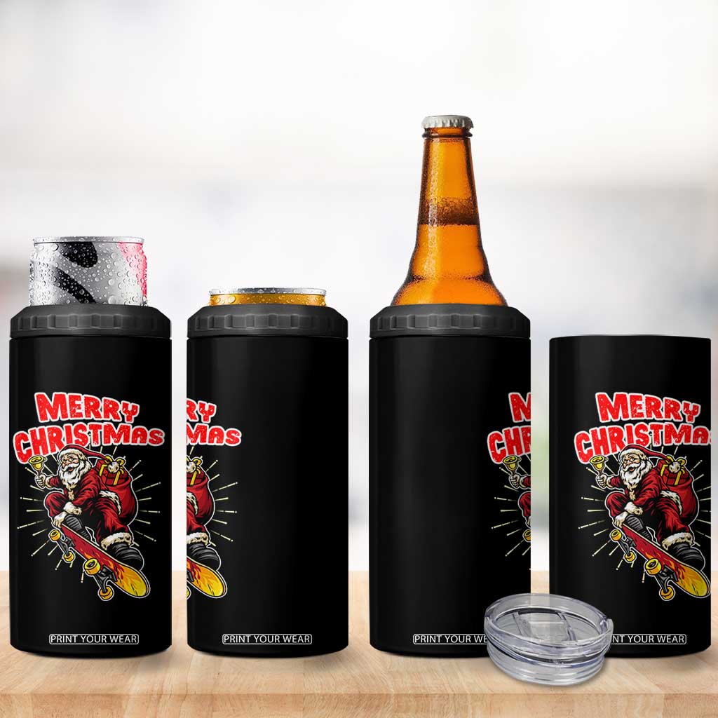 Santa Skateboarding Christmas 4 in 1 Can Cooler Tumbler Funny Skater Xmas TS14 Print Your Wear