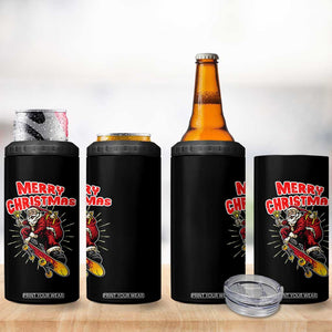 Santa Skateboarding Christmas 4 in 1 Can Cooler Tumbler Funny Skater Xmas - Print Your Wear