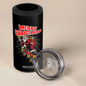Santa Skateboarding Christmas 4 in 1 Can Cooler Tumbler Funny Skater Xmas - Print Your Wear