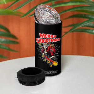 Santa Skateboarding Christmas 4 in 1 Can Cooler Tumbler Funny Skater Xmas - Print Your Wear