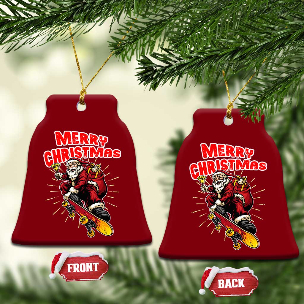 Santa Skateboarding Xmas Ceramic Ornament Funny Skater Xmas TS14 Print Your Wear