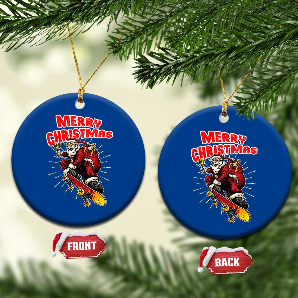 Santa Skateboarding Xmas Ceramic Ornament Funny Skater Xmas TS14 1pc Blue Print Your Wear