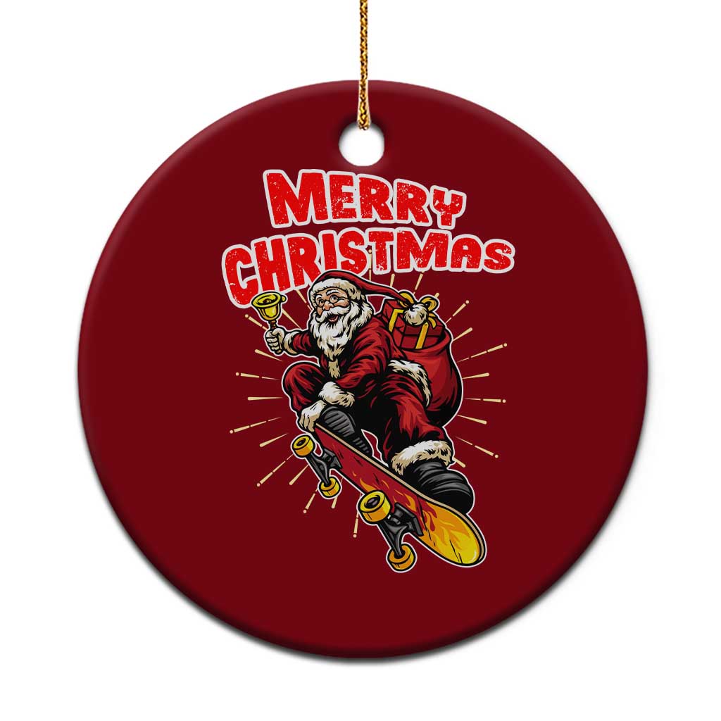 Santa Skateboarding Xmas Ceramic Ornament Funny Skater Xmas TS14 1pc Red Print Your Wear